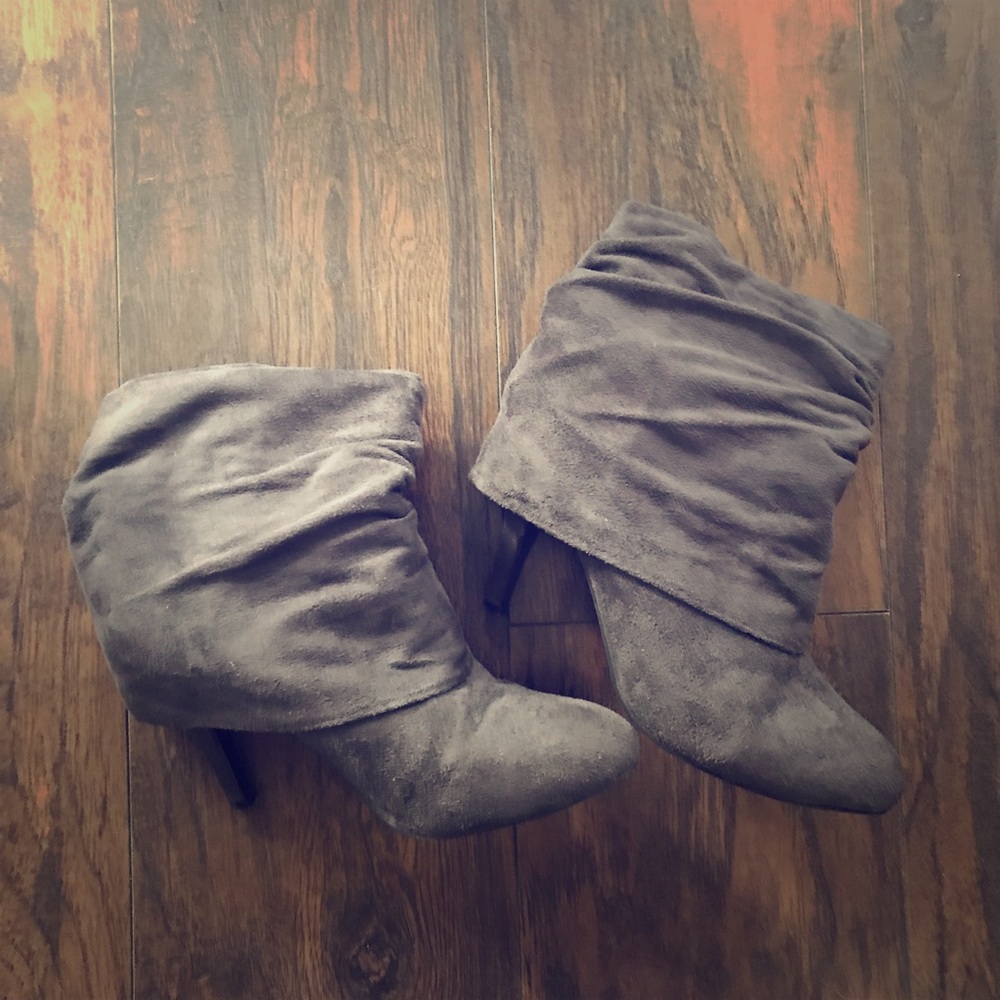 Gray Suede Ankle Boots